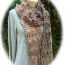 Crochet Popcorn Ladder Scarf - PA-239
